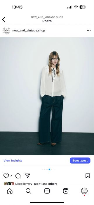 Camasa voal alba Zara guler funda lejera fluida