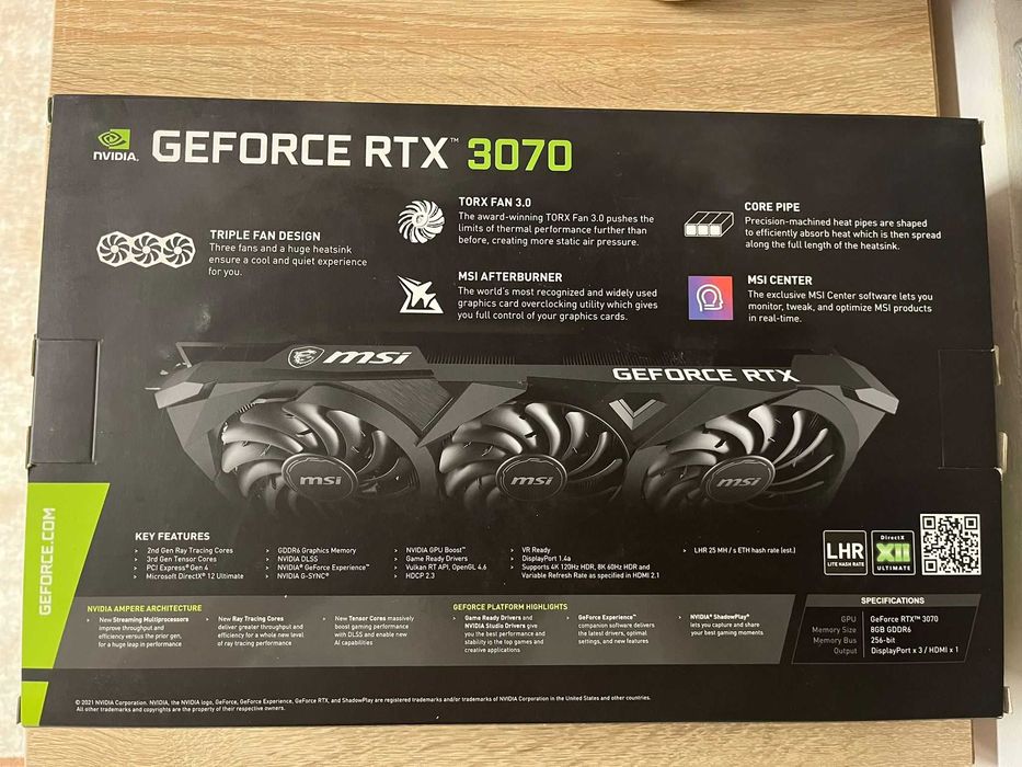 Placa video MSI GeForce RTX 3070 VENTUS 3X PLUS 8G OC LHR V390-457R