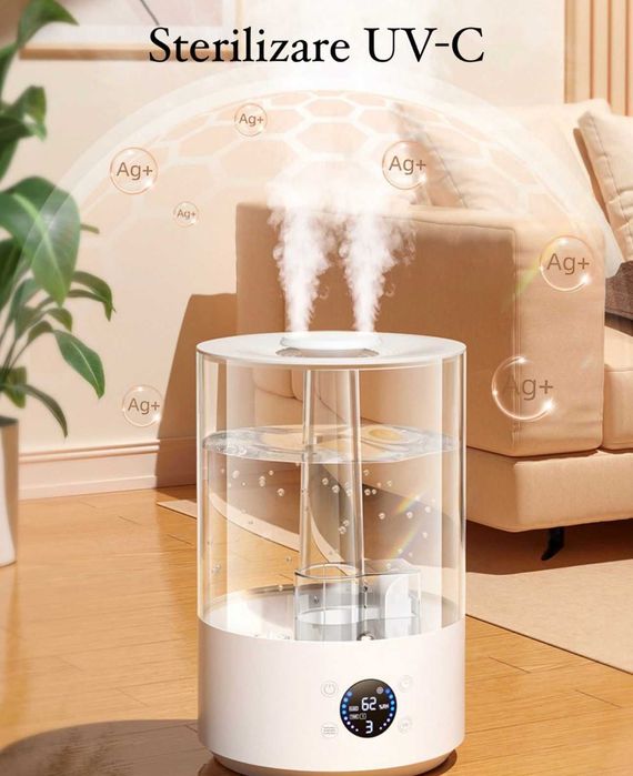 Umidificator de Aer, Sterilizator UV-C, Telecomanda, Rezervor 7.8L