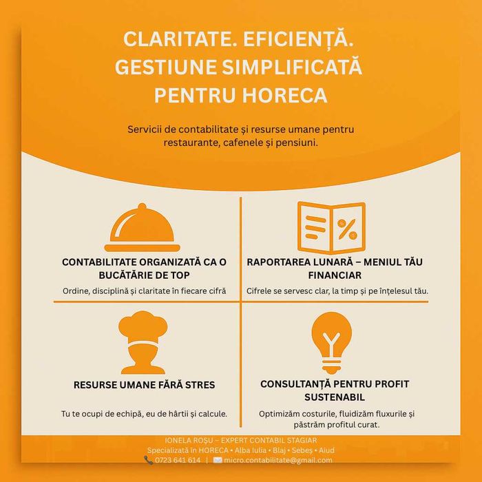 Contabilitate specializată-Cafenele și Restaurante-Prima lună GRATUITĂ