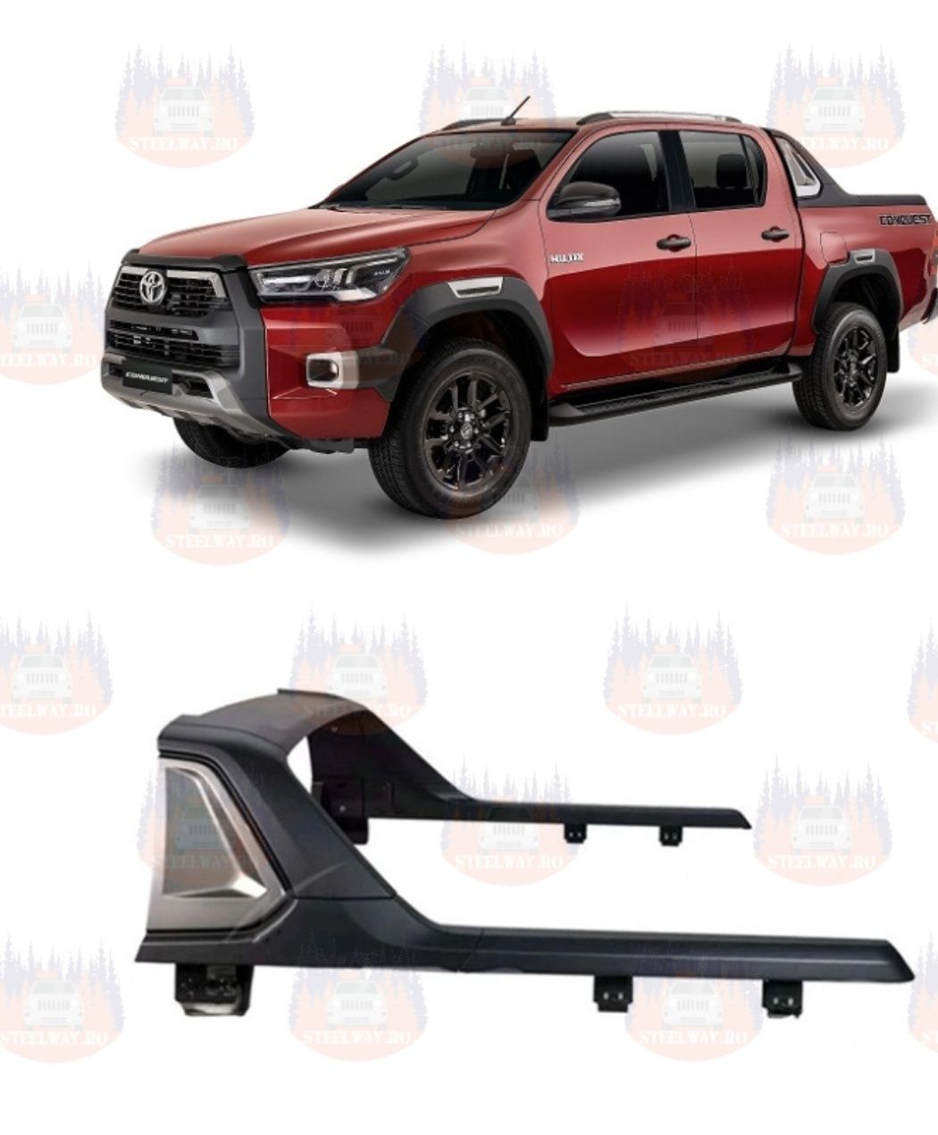 PACHET: Roll bar ABS+ Inchidere bena rulou electric Toyota Hilux 2015+