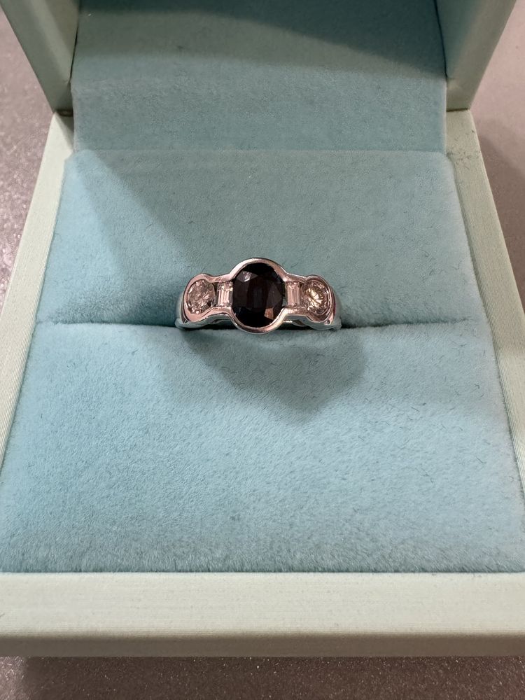 Inel Aur 18k Diamante, Safir naturale