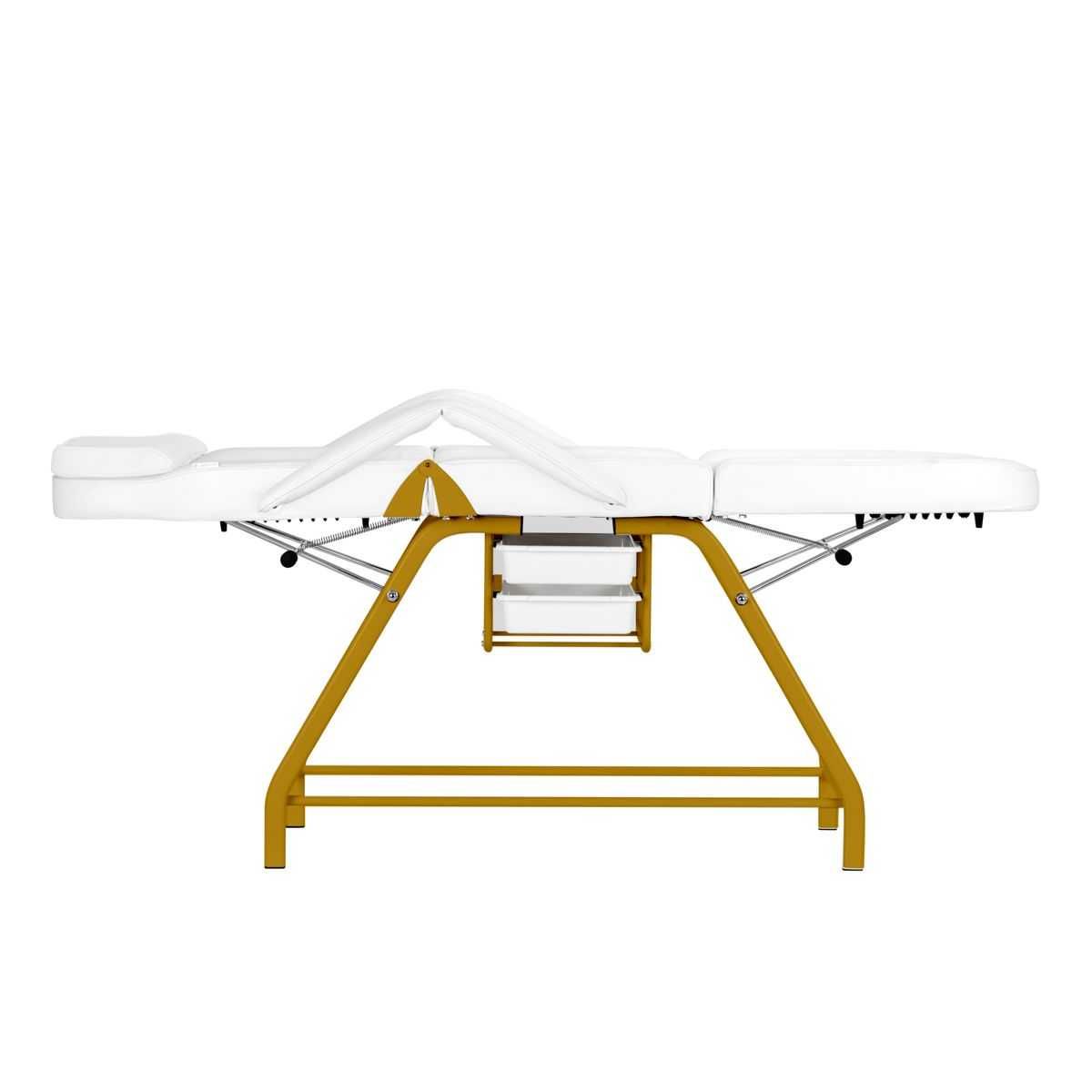 Фиксирана кушетка 557G-бяла/черна с златиста рамка 184 x 60/80 x 76 см