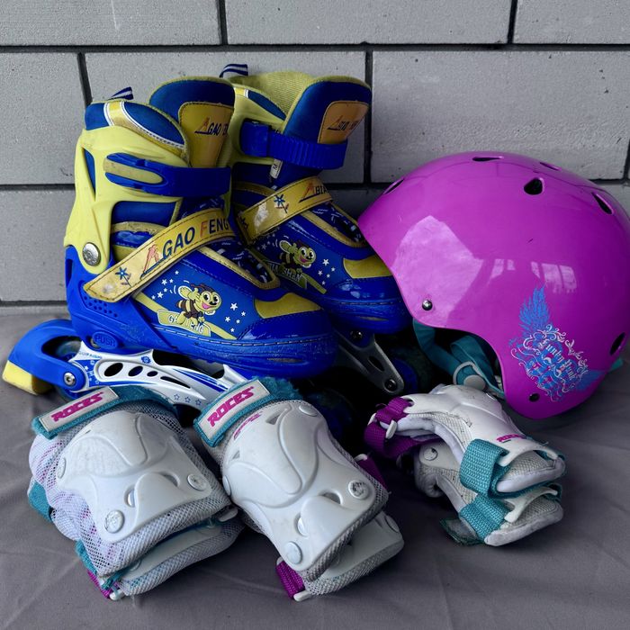 Роликовые коньки (33-37 рр.) и защитка в комплекте