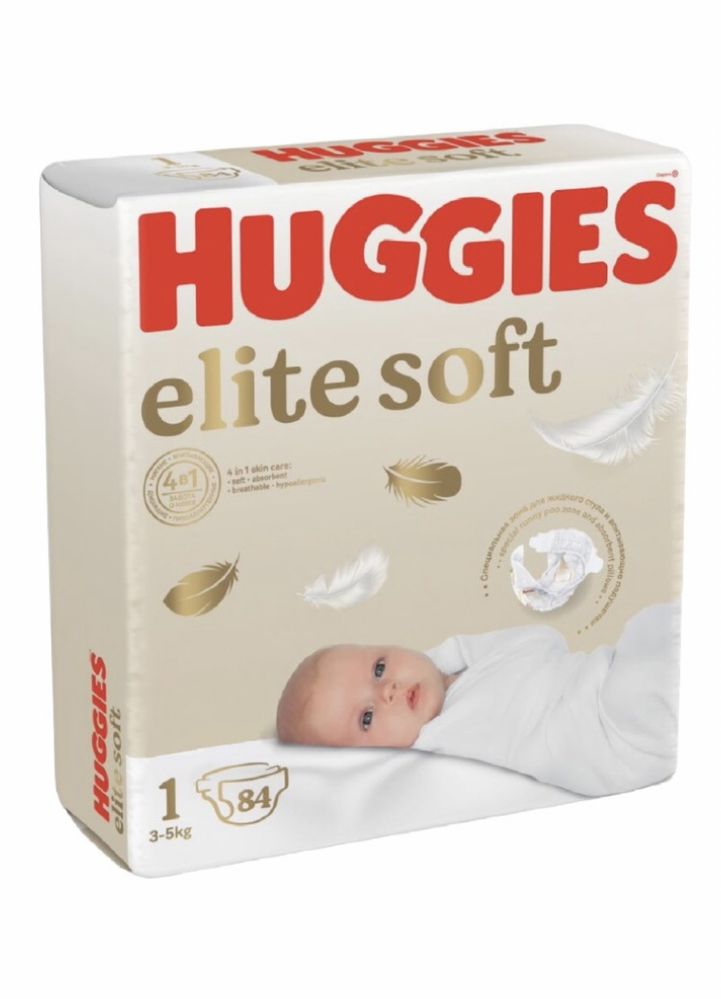 Подгузники Huggies «ХАГГИС» Elite Soft 1, 2, 84 шт