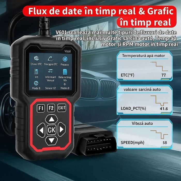 Tester auto diagnoza OBD2 citire stergere coduri V601