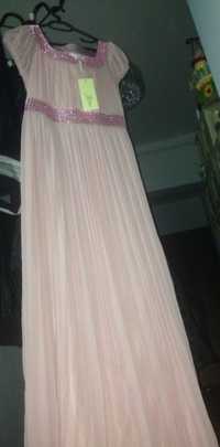 Rochie lunga plisata roz pal tip Lucia Hohan/ de ocazie/ marimea XL/L