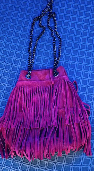 Естествен велур чанти с ресни