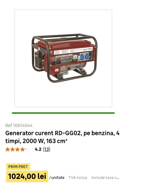 Generator curent nou folosit două  zile putere 2 kw
