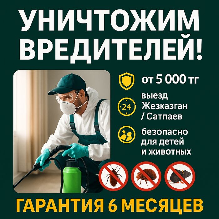 Дезинфекция, дезинсекция, дератизация — Жезказган / Сатпаев. Без запах