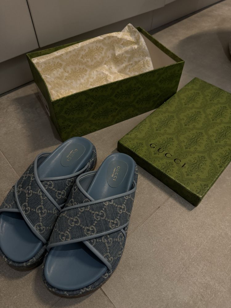 Оригинални чехли gucci сини