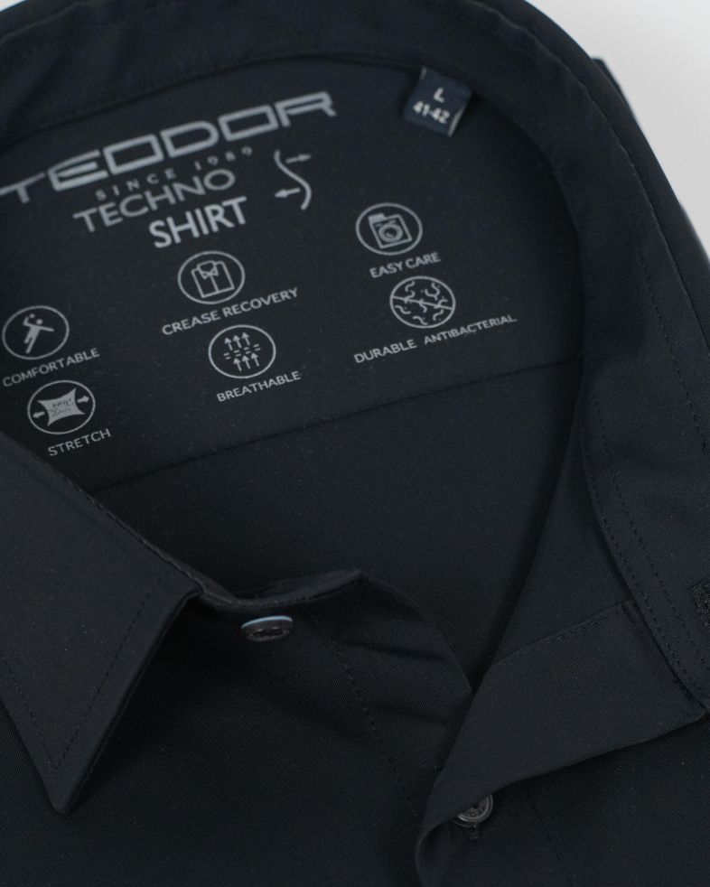 TEODOR Techno Shirt черна мъжка риза New Season