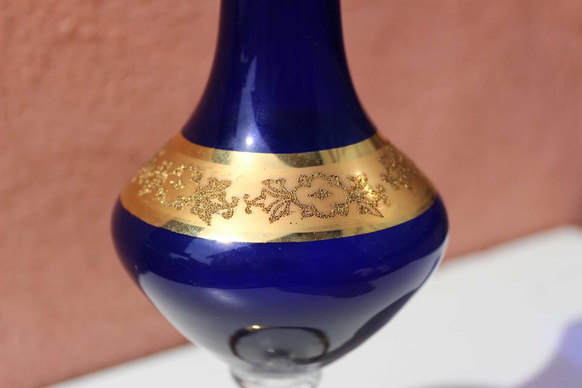 Vaza sticla de colectie VECCHIA MURANO, Cobalt si guilding aur 24k