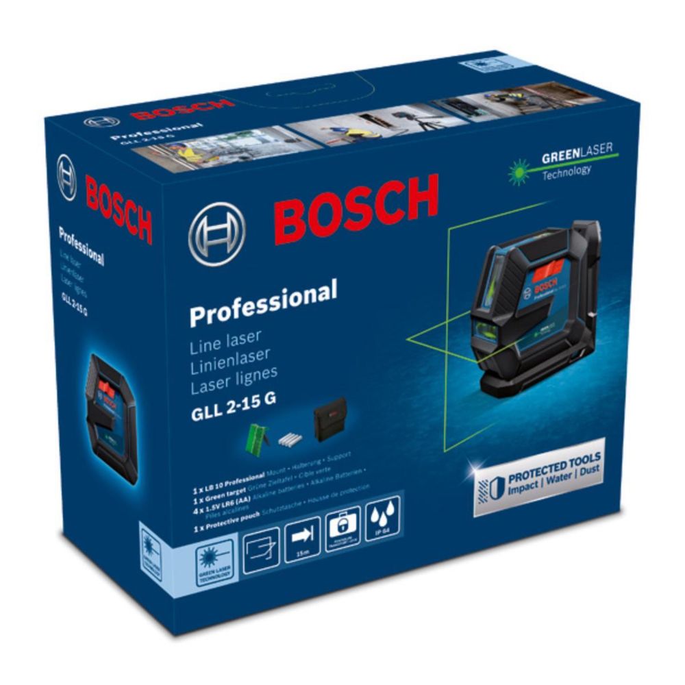 Лазерен нивелир със зелен лъч Bosch GLL 2-15 G + статив