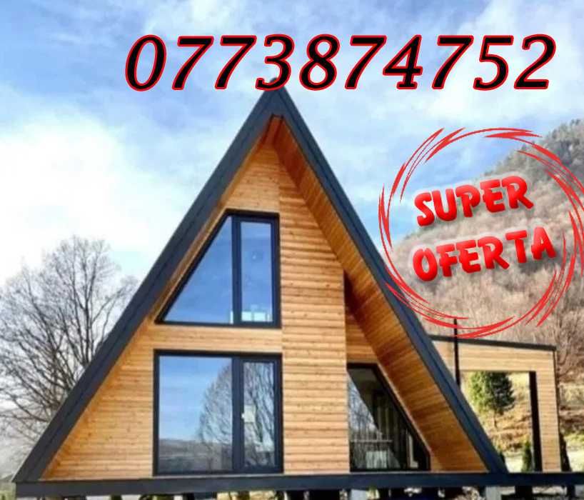 Case modulare pe structura metalica, cabane tip A rustice la cheie