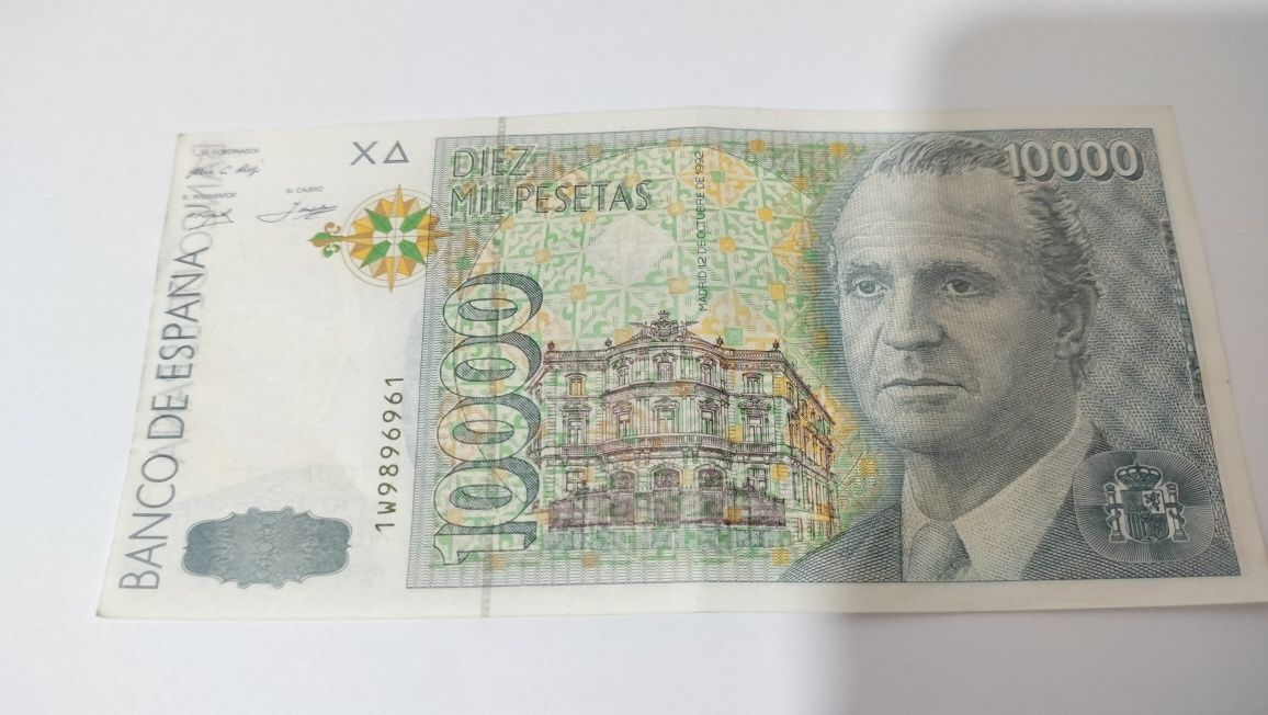 Bancnota 10000 pesetas , stare foarte bună, reproducere cu elemente de