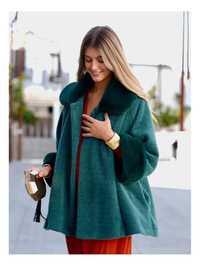 Италианско зелено палто-пелерина за едра дама