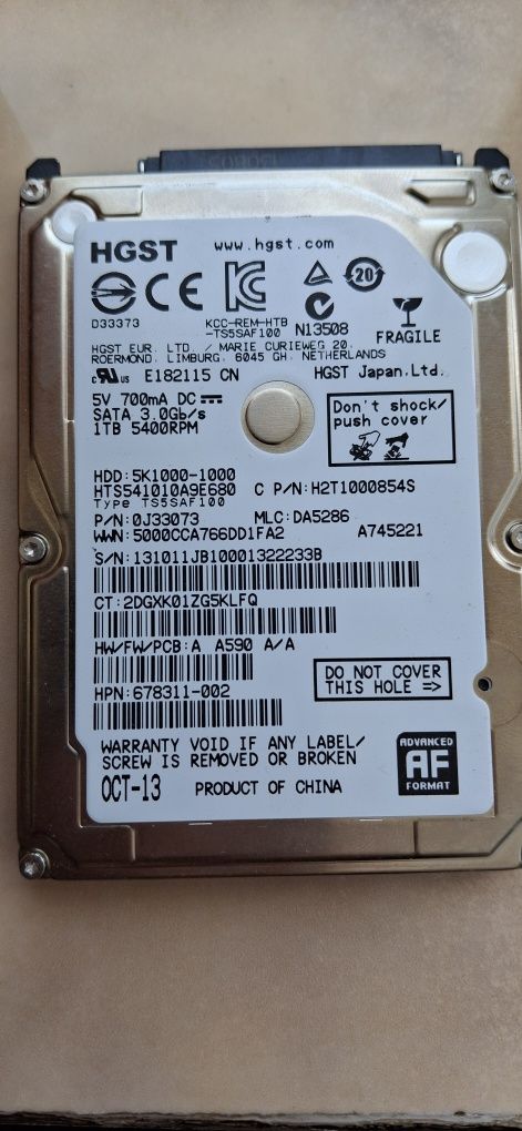 HHD HGST 1ТБ  В рабочем состоянии