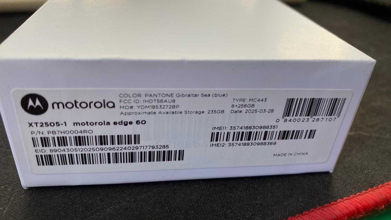 Смартфон Motorola Edge 60, 8GB, 256GB, PANTONE Gibraltar Sea