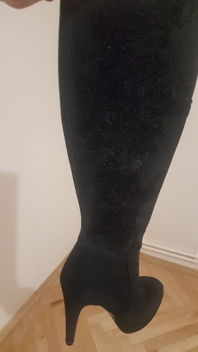 Cizme piele, culoare negru, marime 36,