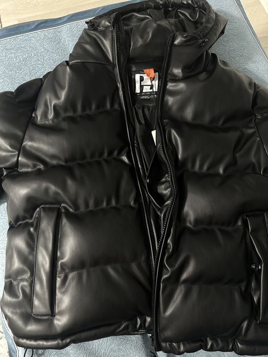 Куртка мужская, пуховик кожаный Pull bear