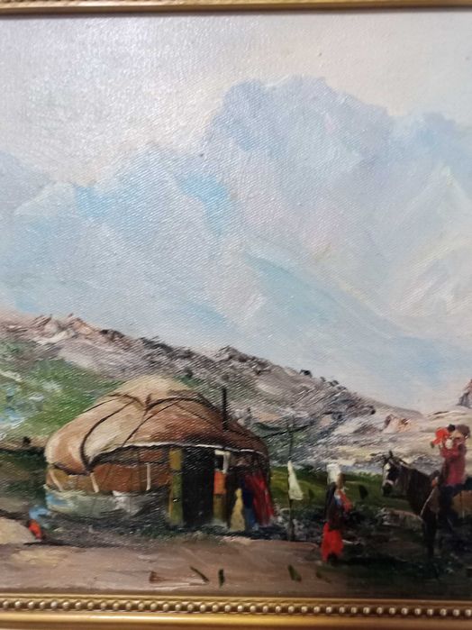 Страхотна картина маслени бои върху платно Курмангазы Акашевич Акашев