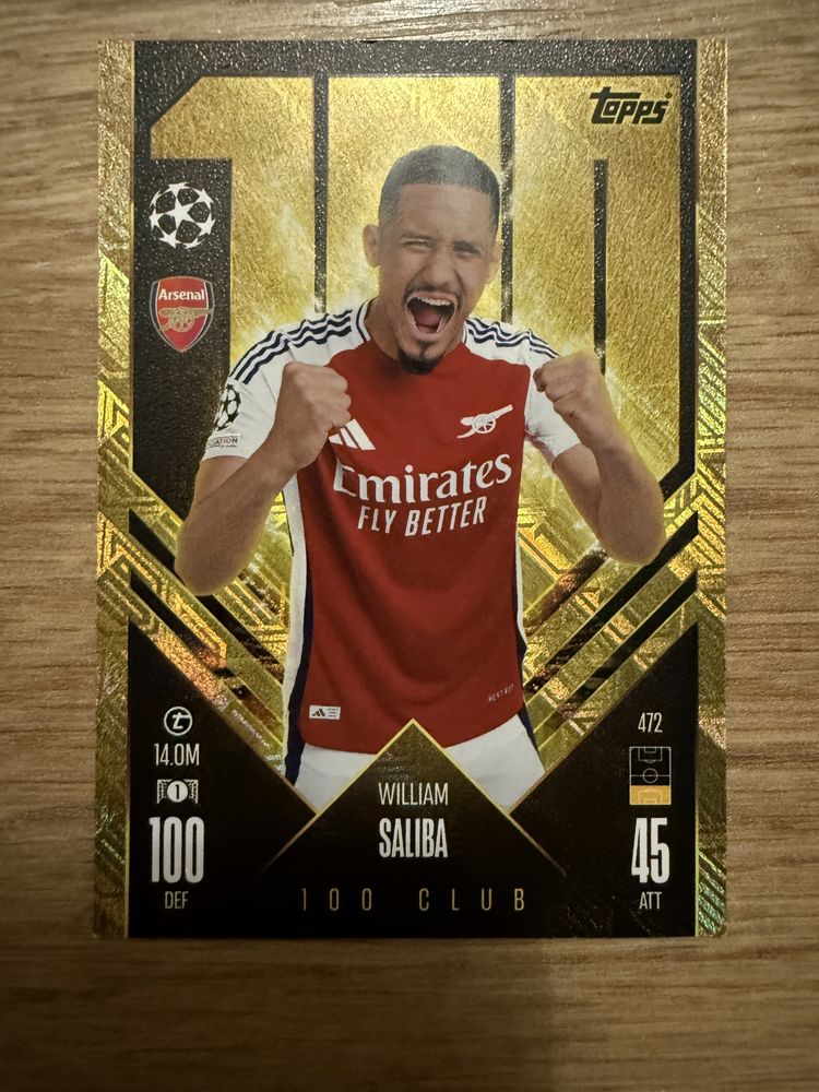 Topps Match Attax WILLIAM SALIBA 100 Club LIONEL MESSI Trophy Triumph_