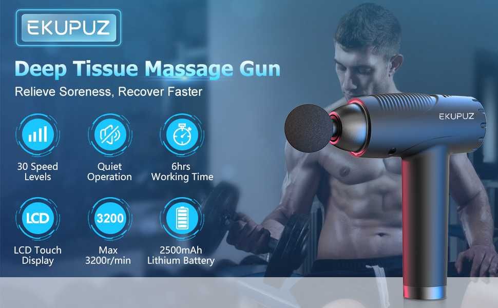 Pistol de masaj EKUPUZ EM30 cu 30 de nivele,6 capete,sigilat