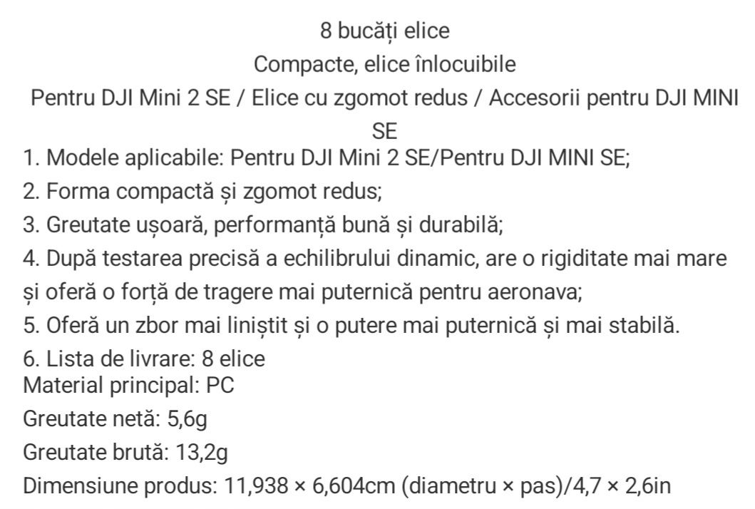 Drona 8 Bucăți Elice Pentru DJI Mini 2 SE / Elice Cu Zgomot Redus