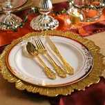 Farfurie suport din PP deosebita, platou decor, aurie, evenimente,32cm