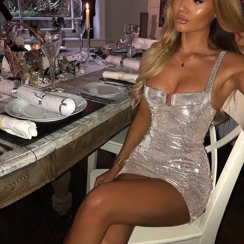 Rochie argintie scurta sclipici sexy bretele push up stil Zara Silver