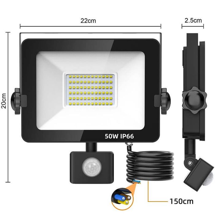 LED прожектор със сензор за движение, 30w / 50w / 100w