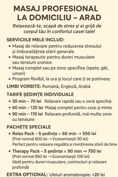 Masaj Profesional la Domiciliu