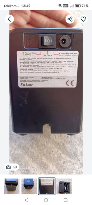 Compresor auto moto bicicleta 2in1 12v și pe acumulator