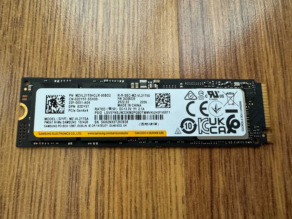 Samsung PM9A1 1000GB 1TB SSD NVMe 2280 Gen 4 x4 PCIe 7000MB/s