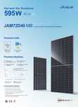 Соларен панел JA Solar JAM72D40-595/MB , 595W - КРАЙНА ЦЕНА