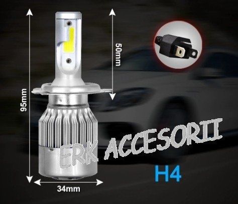 Set bec LED H4 2 FAZE 30W - 3200 lumen ALB RECE - 6000k 12V - 24V