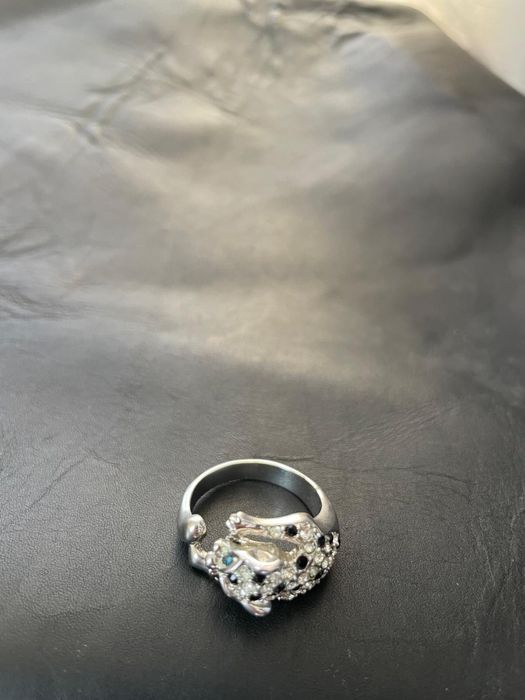 Inel model leopard placat cu aur alb,cu zirconiu cubic transparent