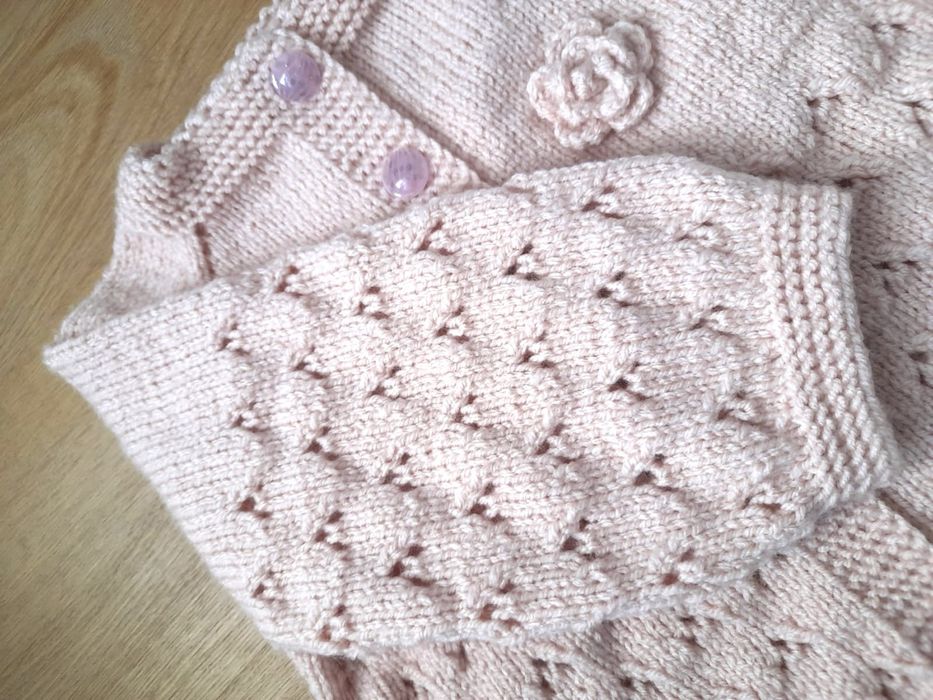 Cardigan fetiță 3-4 ani, handmade, jachetă- pulover tricotat roz