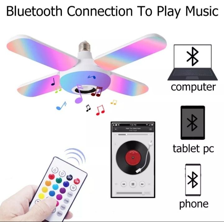 Bec 4 brate cu lumina multicolora RGB ,conectare prin Bluetooth