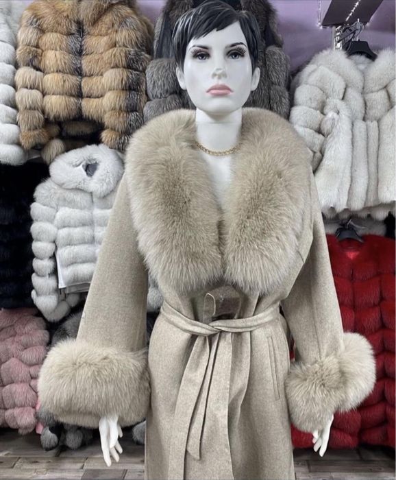 Palton lana Alpaca si blana naturala