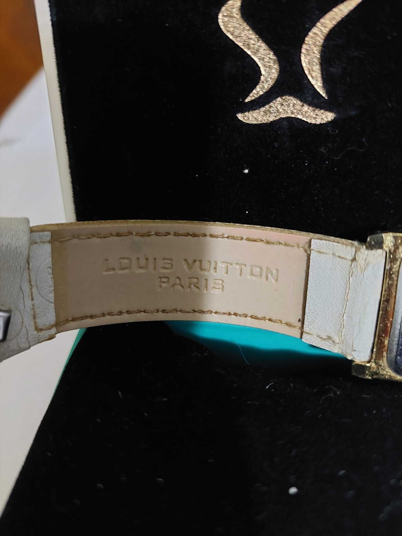 Ceas louis vuitton de dama/femei curea albă, cadran auriu