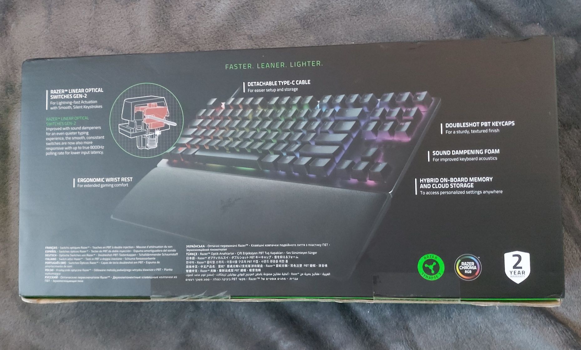 Tastatura gaming Razer Huntsman V2 Tenkeyless, Red Switch, Negru