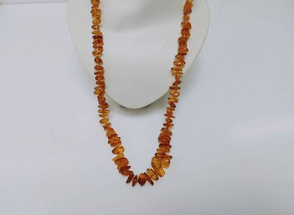 Colier din chihlimbar natural culoare coniac auriu