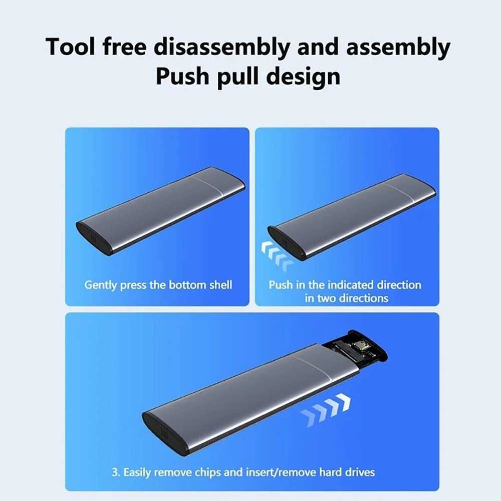 Adaptor SSD M.2 NGFF / NVMe la USB-C rack extern carcasa metalica