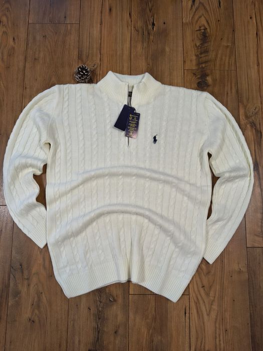 Pulover clasic, half Zipper, cable knit, RL