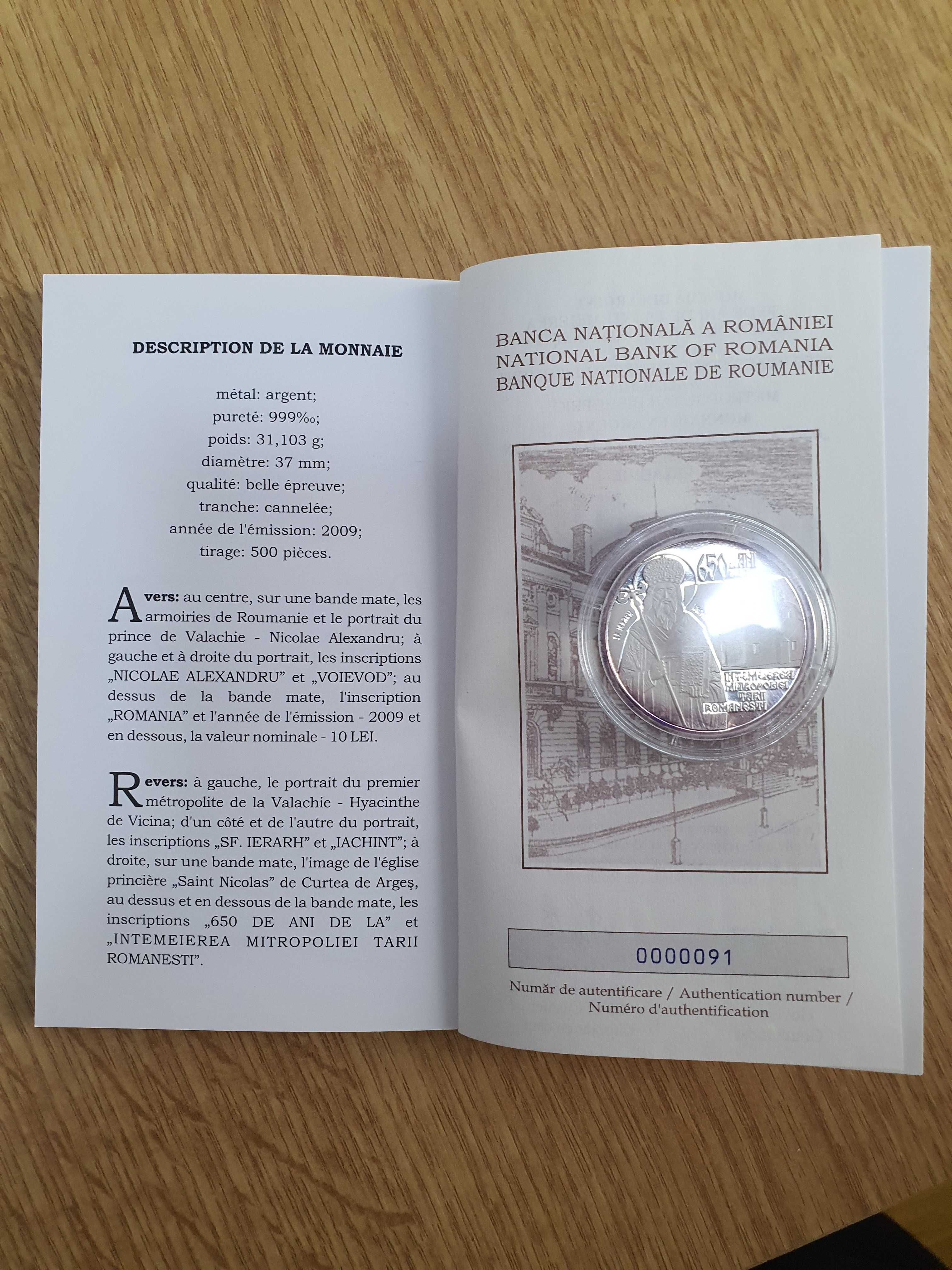 Monede numismatice BNR Argint 925/31,103 1999 si 999/31,103 2009