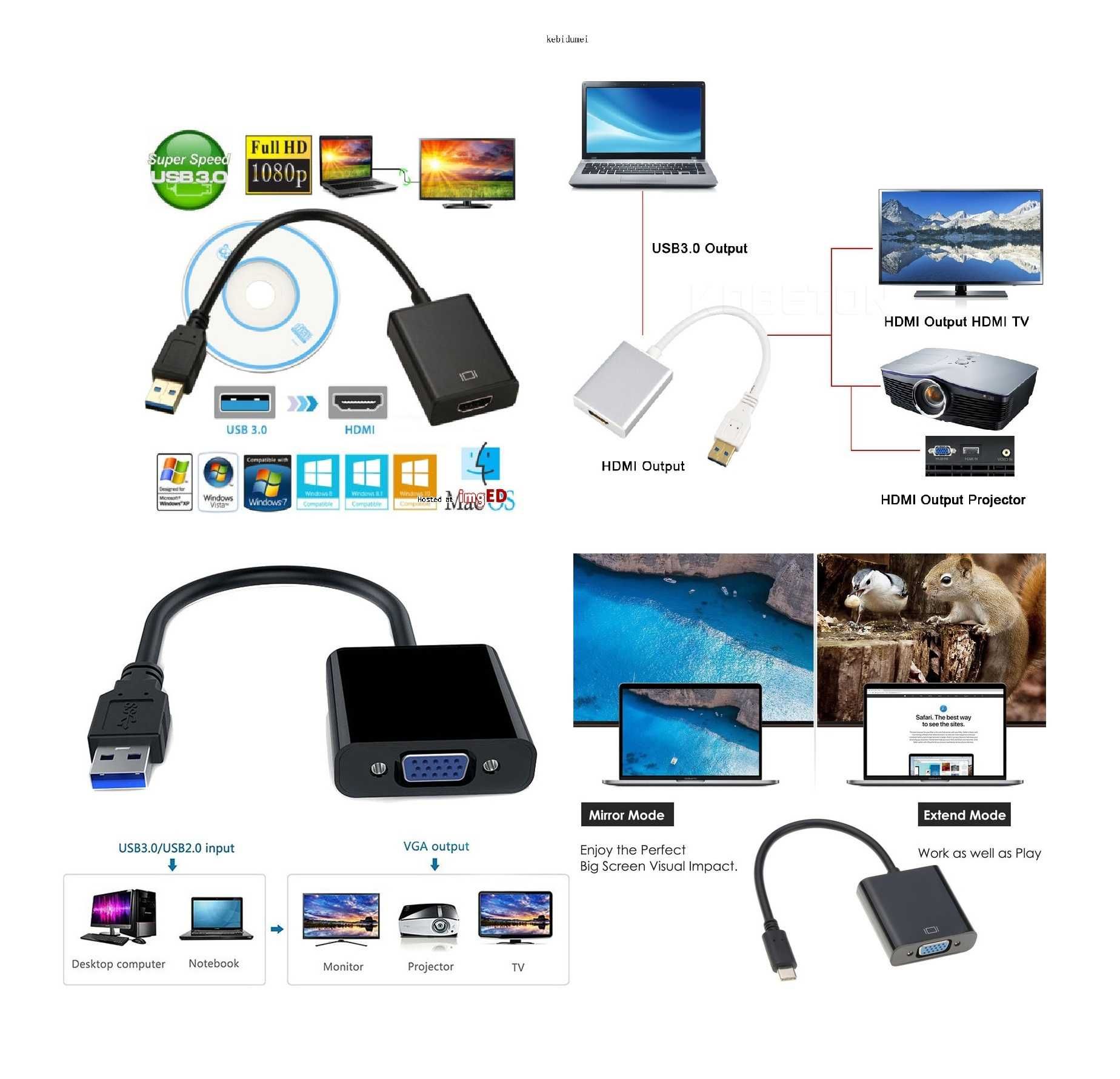 USB-C to HDMI/VGA конвертер