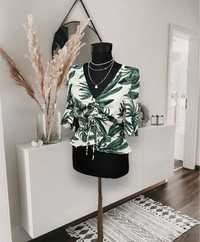 Bluza H&M tropical verde alb volane