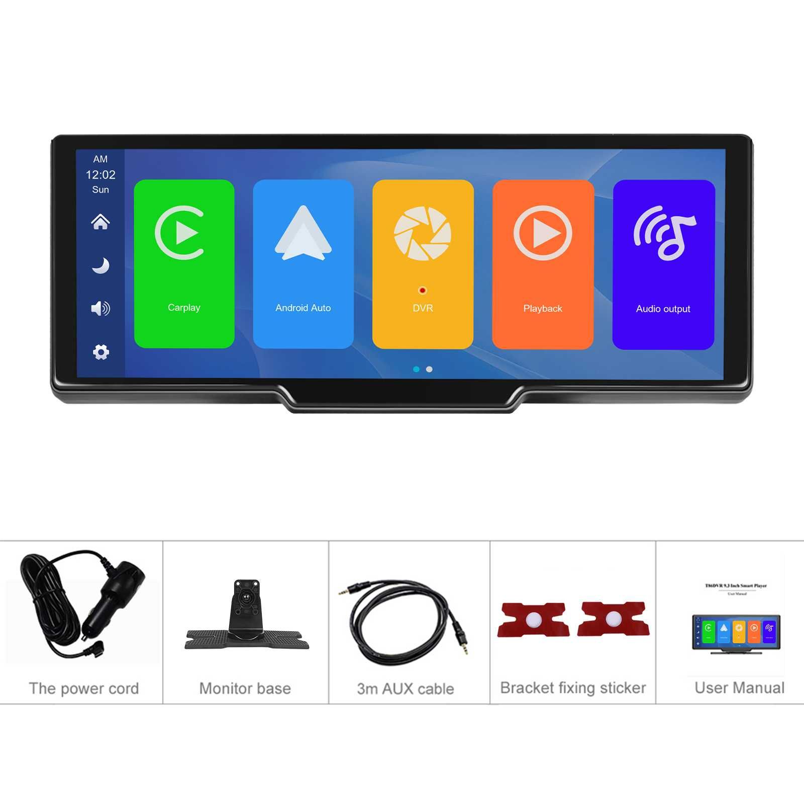 Ecran Auto Android Universal 9.3 Inch DVR BT Carplay Android